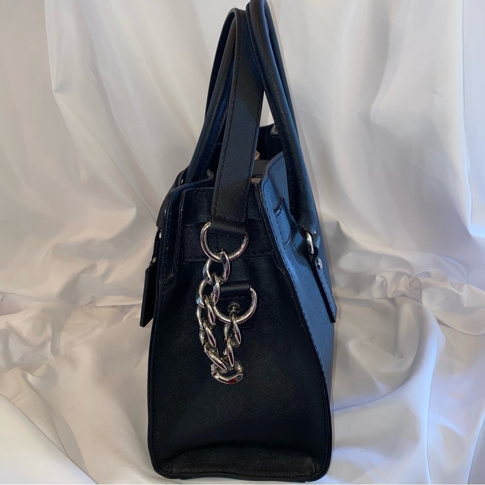 Michael Kors Hamilton Saffiano Black Leather Satchel w/Crossbody Shoulder Strap - Picture 4 of 16